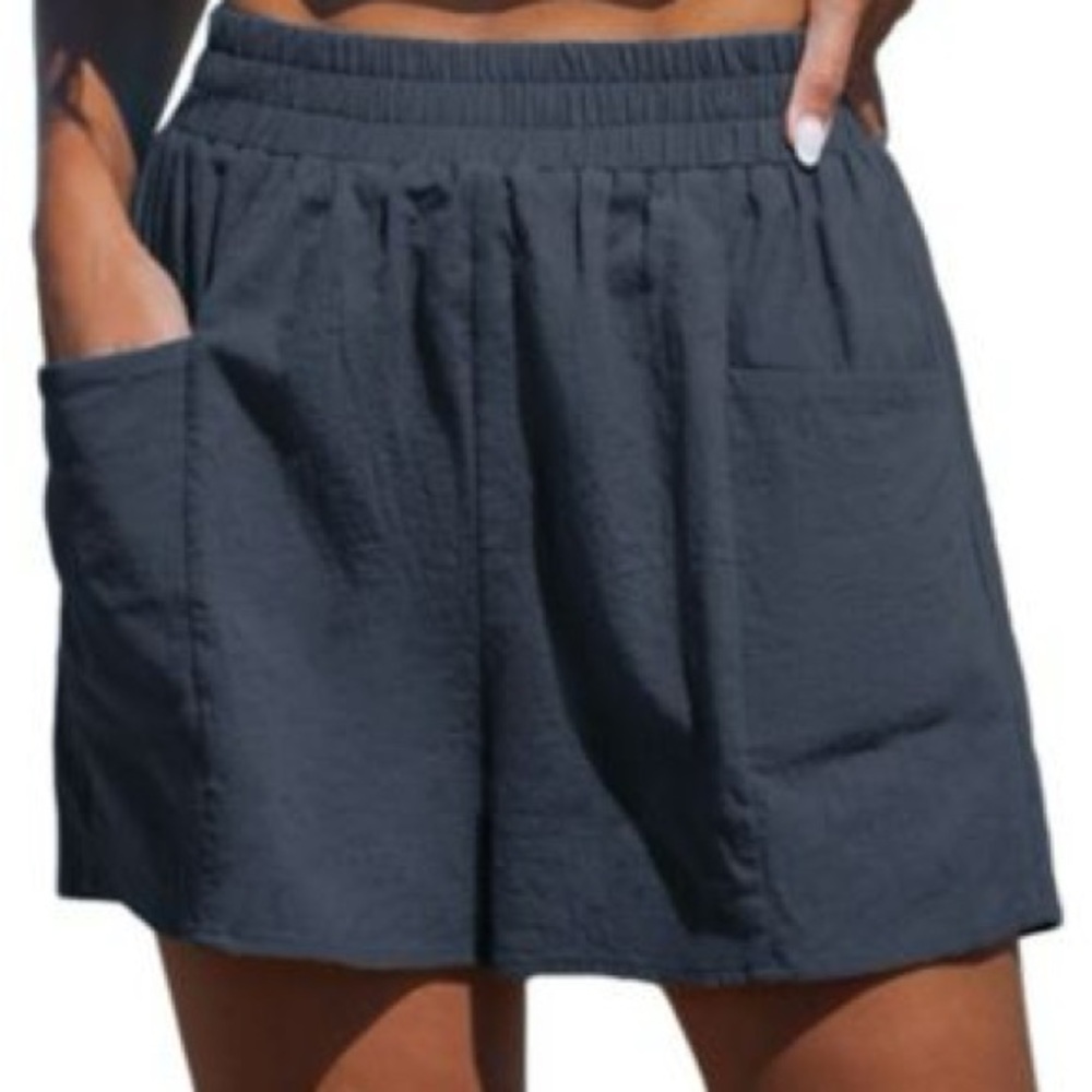 Cupshe Women's Navy Elastic Waist Loose Leg Shorts Large NWT